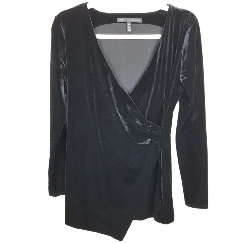 White House Black Market Velvet Top XS Witchy Vamp Whimsigoth Fairy Grunge Black
